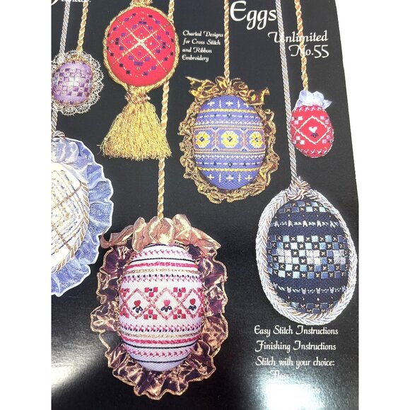"Embroidered Eggs Unlimited No.55 Cross Stitch & Ribbon Embroidery Pattern Bookl - Picture 2 of 3
